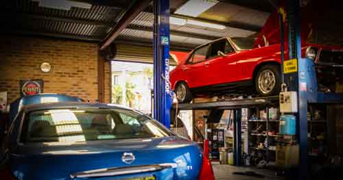 cars being serviced